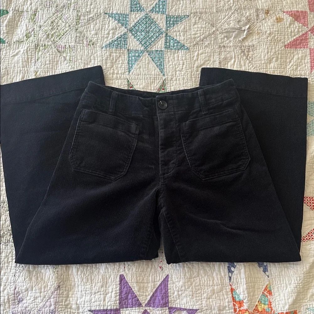 Quince Black Corduroy Cropped Trousers - Picture 2 of 4